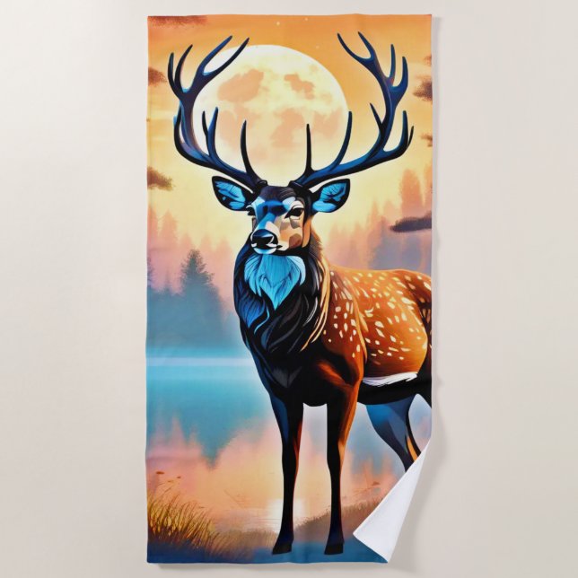 Toalha De Praia Moonlit Deer Stance (Frente)