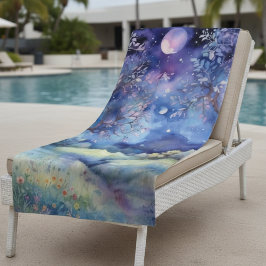 Toalha De Praia Moonlit Enchanted Forest Nightscape