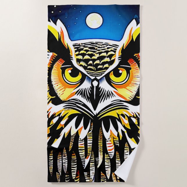 Toalha De Praia Moonlit Owl Gaze (Frente)