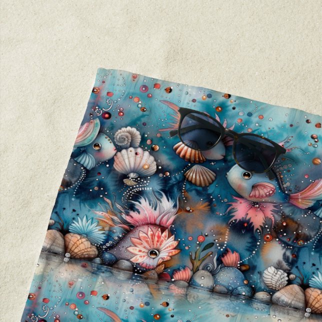 Toalha De Praia Moradores de peixes engraçados do mar de soja (In Situ)