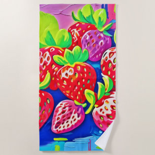 Toalha De Praia Morangos Pop Art