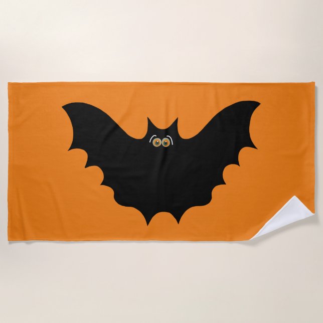 Toalha De Praia Morcego Preto de Halloween (Frente)