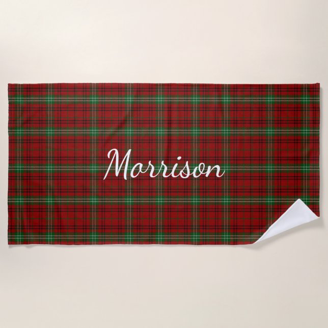 Toalha De Praia Morrison Clan Tartan Xadrez Beach Towel (Frente)