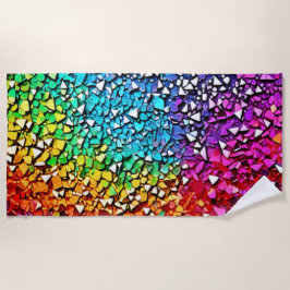 Toalha De Praia Mosaico do Arco-Íris Fragmentado