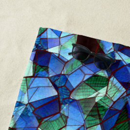 Toalha De Praia Mosaico irregular e desorganizado sobreposto azul