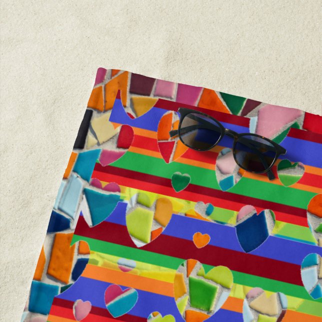 Toalha De Praia Mosaico, padrão Abstrato Heart Beach Towel (In Situ)