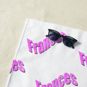 Toalha De Praia Mosaico Rosa Nome de Frances, Beach Towel