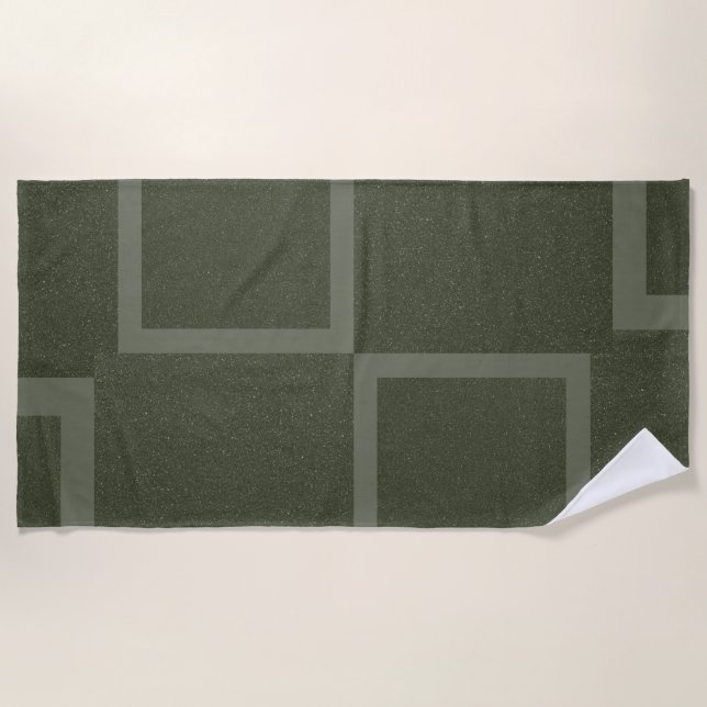 Toalha De Praia Moss Green Grid Block Custom Beach Towel (Frente)