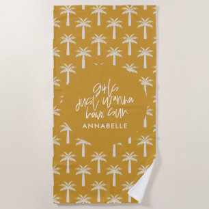 Toalha De Praia Mostarda botânica tropical de Verão moderna