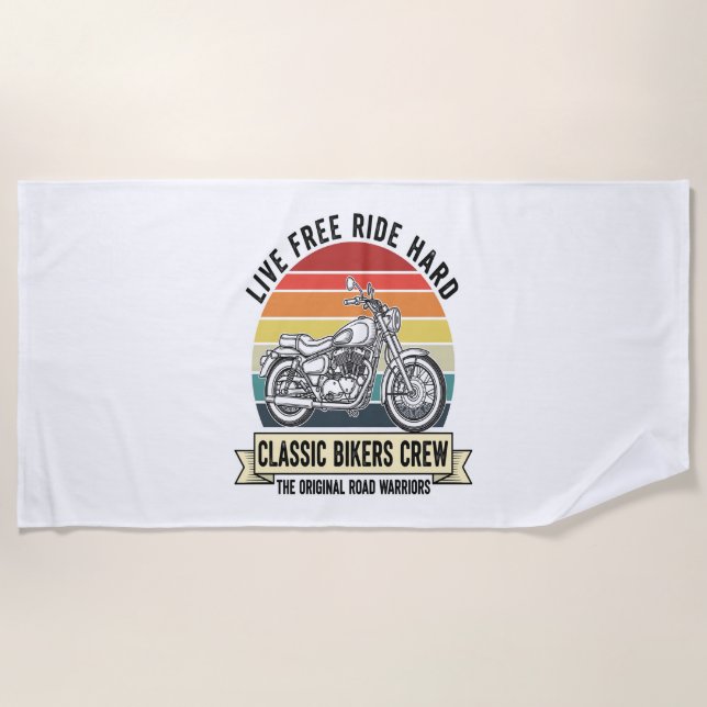 Toalha De Praia Motociclo clássico de tripulantes.jpg (Frente)
