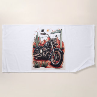 Toalha De Praia Motociclo no deserto Cactus Western Set