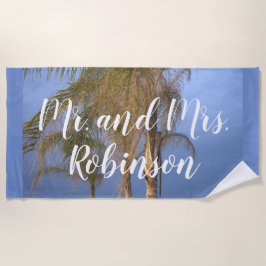 Toalha de Praia Mr. e Mrs. Casamento Palmeiras
