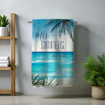 Toalha De Praia Mrs Newlywed Bride Monogram Watercolor Seascape<br><div class="desc">This design may be personalized in the area provided by changing the photo and/or text. Or it can be customized by choosing the click to customize further option and delete or change the color of the background, add text, change the text color or style, or delete the text for an...</div>