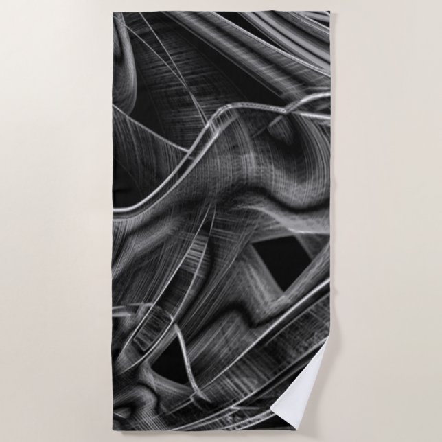 Toalha De Praia Muito retorcido com sulcos de cinza em fundo escur (Frente)