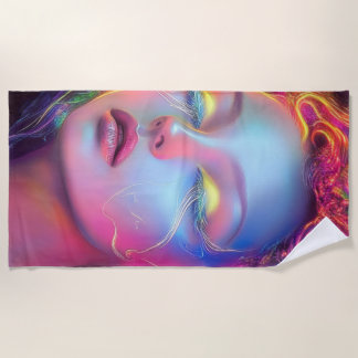 Toalha De Praia Mulher alienígena com cabelo cósmico