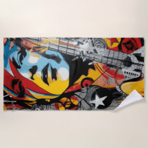 Mulher de Música de Rock Guitarra Pop Art Estilo d