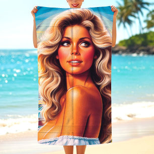 Toalha De Praia Mulher de Verão dos Anos 80