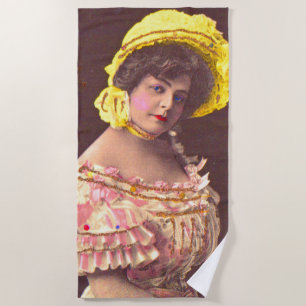 Toalha De Praia Mulher dos anos 1890 em impressão de roupa fria