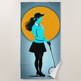 Toalha De Praia Mulher Golfer Design Cotton Beach Towel