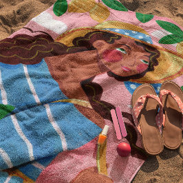 Toalha De Praia Mulher Italiana Férias de Verão na Praia