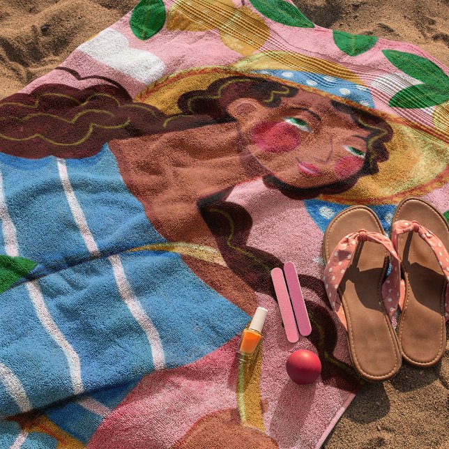 Toalha De Praia Mulher Italiana Férias de Verão na Praia (Criador carregado)