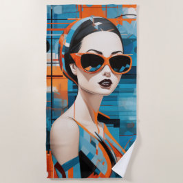 Toalha De Praia Mulher moderna Chic, elegância geométrica