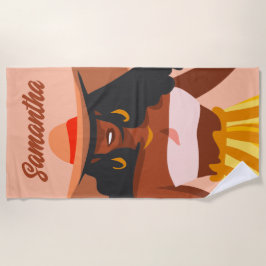 Toalha De Praia Mulher Negra, Chapéu Grande, Víblias de Férias