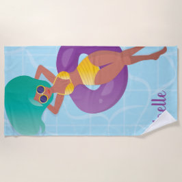 Toalha De Praia Mulher Negra em Salto na Piscina