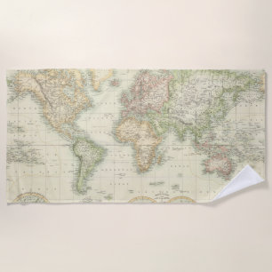 Toalha De Praia Mundo na projeção de Mercator