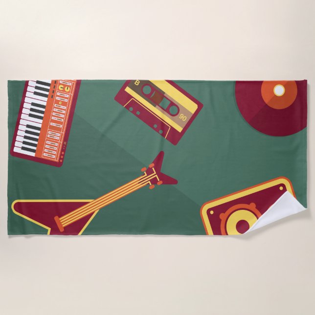 Toalha De Praia Música retrô (Frente)