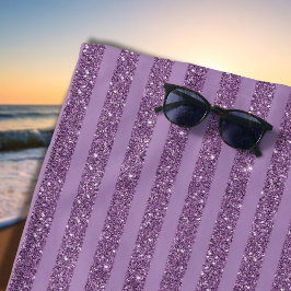 Toalha De Praia Muted Mulberry Glitter Style Horizontal Stripes