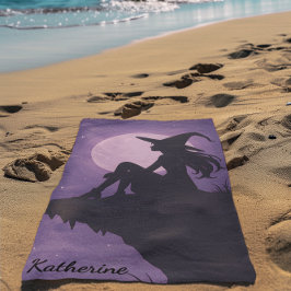 Toalha De Praia Mystical Witch Silhouette Under Moonlight Gift
