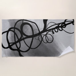 Toalha De Praia Na grade: Cinza Abstrato, Preto e Branco