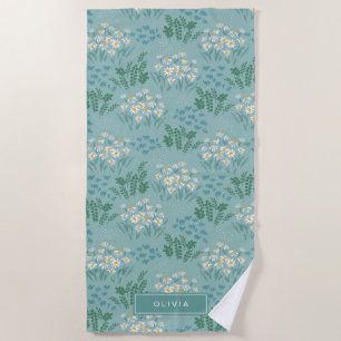 Toalha De Praia Na moda elegante cinzenta azul-margarida-moderna