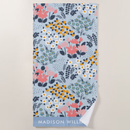 Toalha De Praia Na moda Elegante de Flores Monogramas