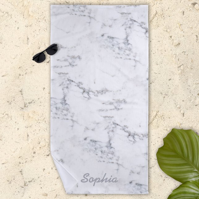 Toalha De Praia Na moda Faux Marble Texture Procure com nome perso (Criador carregado)