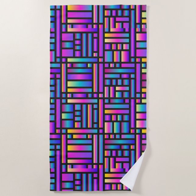 Toalha De Praia Na moda moderno-padrão - moda Geométrica Tartan (Frente)