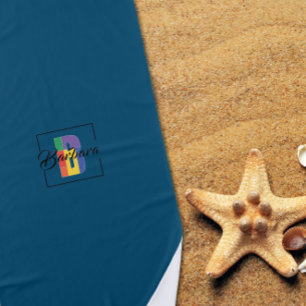 Toalha De Praia Na moda monograma cor inicial letra B oceano azul