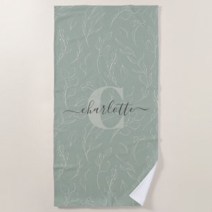 Toalha De Praia Na moda Rustic Sage Green Botanical Name