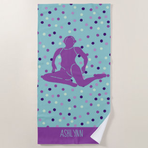 Toalha De Praia Nadagem Aqua e Roxo Sincronizada Personalizada