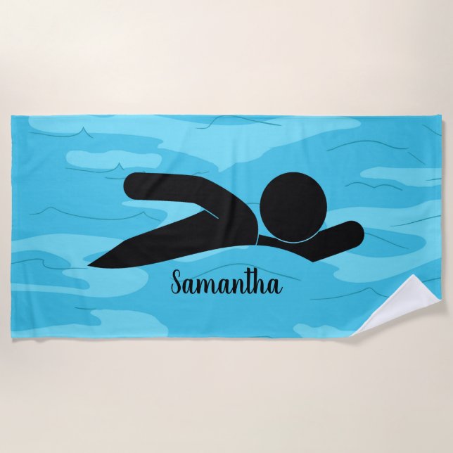 Toalha De Praia Nadando Design Beach Towel (Frente)