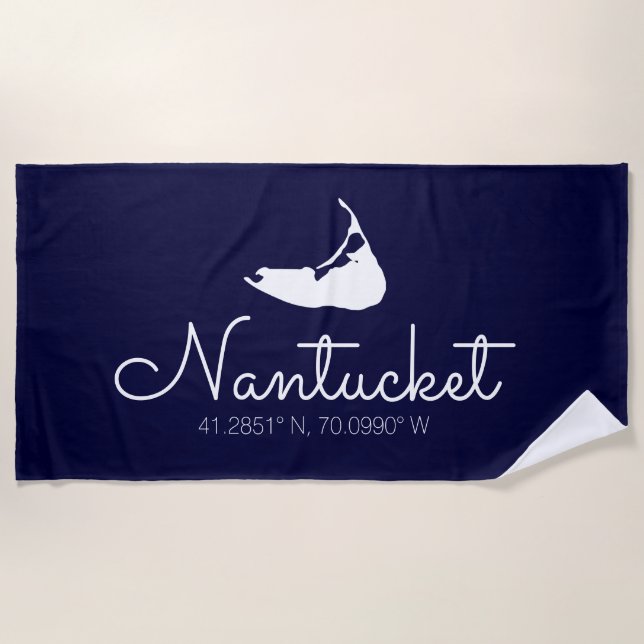 Toalha De Praia Nantucket Island Beach Towel Script (Frente)