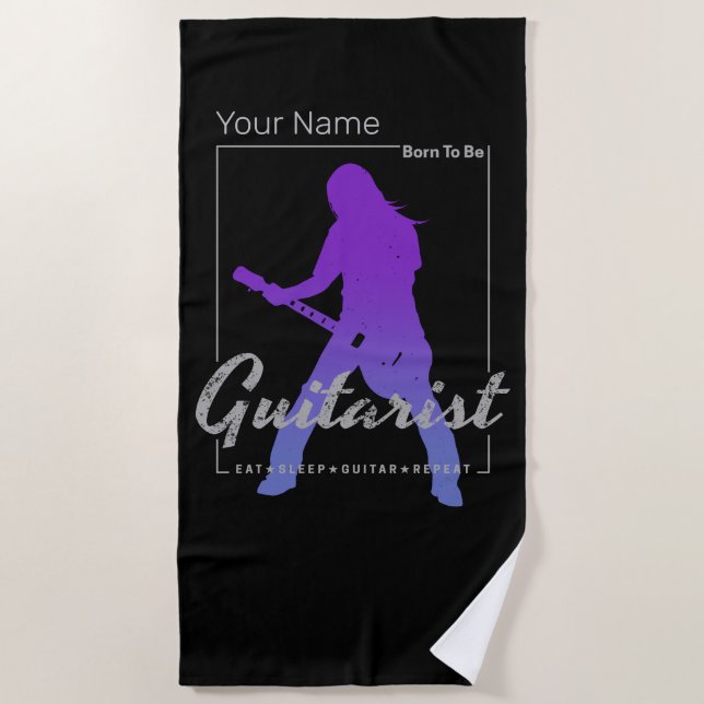 Toalha De Praia Nascer de ser guitarrista para músicos e membros B (Frente)