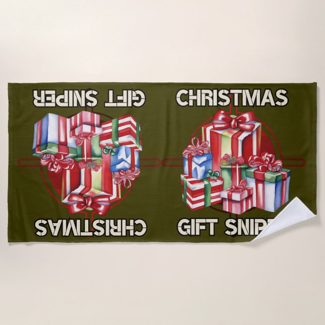 Toalha De Praia Natal, atirador, presente, exército (Frente)