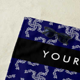 Toalha De Praia Natal Garland, Azul, Seu nome, Personalize