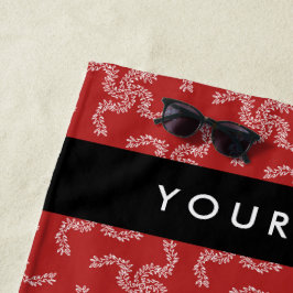 Toalha De Praia Natal Garland, Red, Seu nome, Personalize