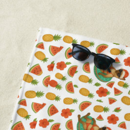 Toalha De Praia Natal Gato em julho flor de Hibiscus Vermelho Hava