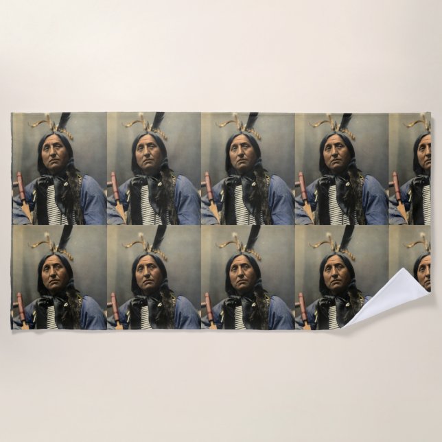 Toalha De Praia NATIVE AMERICAN INDIAN CHIEF Beach Towers (Frente)