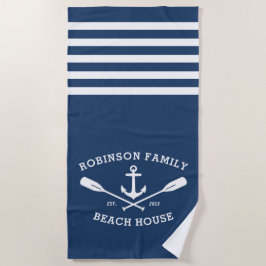 Toalha De Praia Náutica Anchor Oars Family Name Beach Lake House