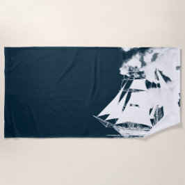 Toalha De Praia Náutica de Naves e Nuvens Altas